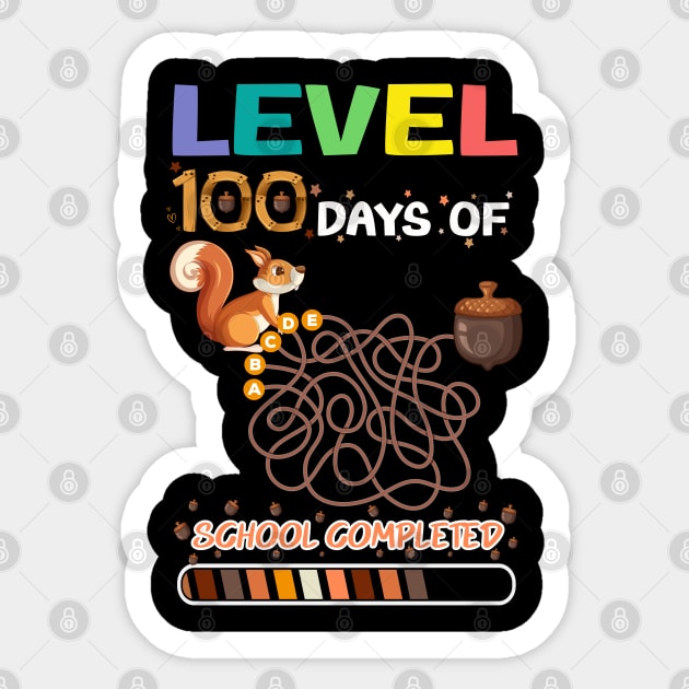 Level 100 Days Of School Completed Squirrel Game Sticker by secretboxdesign